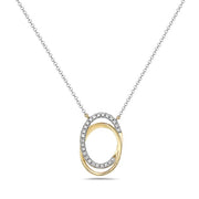 14K White and Yellow Gold Interlocking Diamond Necklace